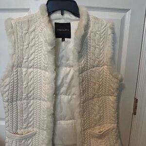 Talbots Ivory Cable Knit Vest